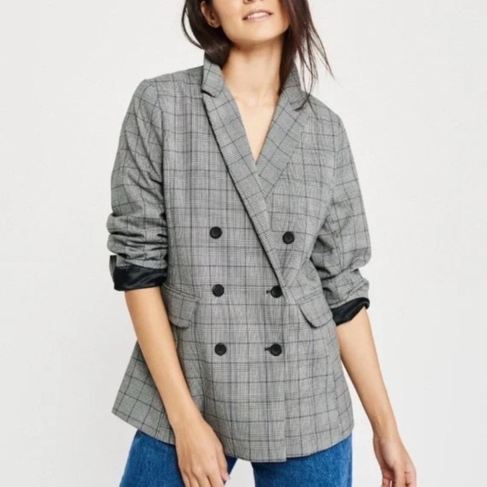 Abercrombie & Fitch Gray Plaid Blazer
